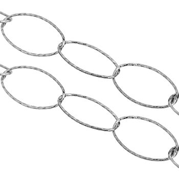 Ovale Giotto-Halskette mit Diamantschliff-Muster, 75 cm