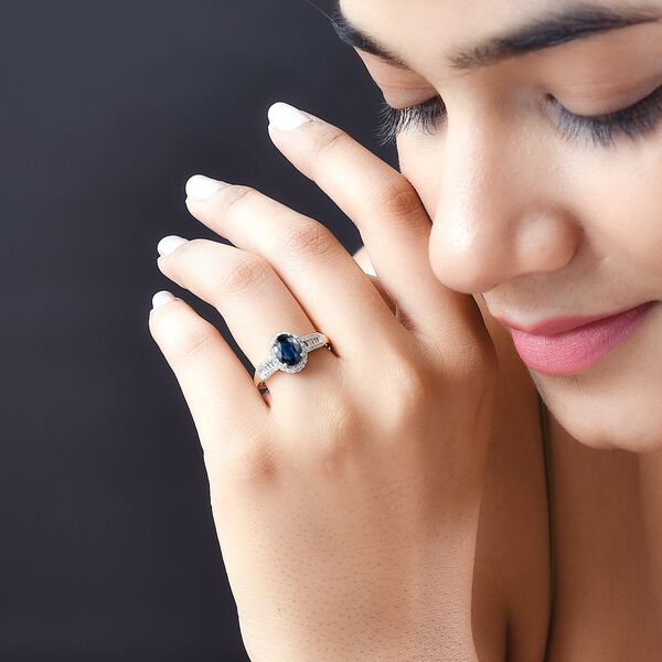 AAA Ozean-grüner Saphir und weißer Diamant-Ring - 1,93 ct. image number 3