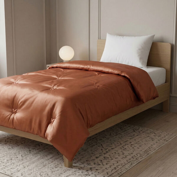 Serenity Night: Premium-Kollektion Herbst-Winter-Steppdecke aus 100 % Bambus mit hochwertiger Kunstdaunenf&uuml;llung &ndash; 135 x 200 cm, Kupferfarben