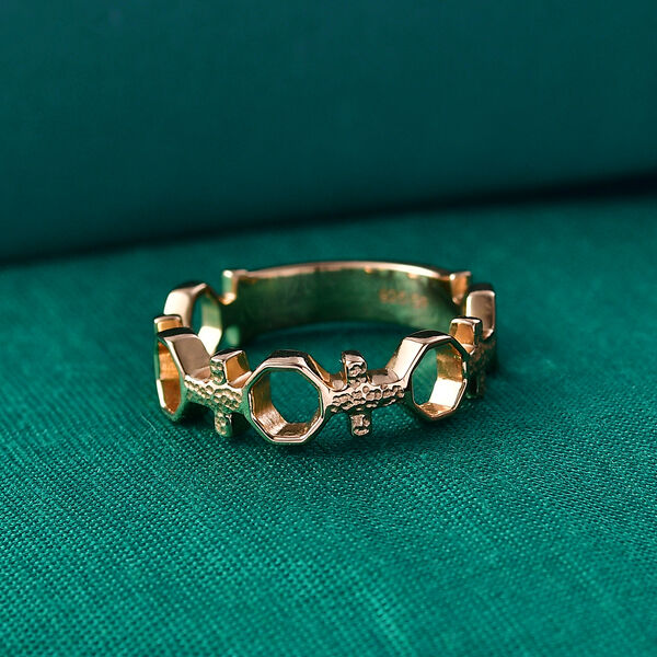 GP - Kanchanaburi Blauer Saphir Ring 925 Silber 750 Gelb Vergoldet (Gr&ouml;&szlig;e 17.00) image number 1