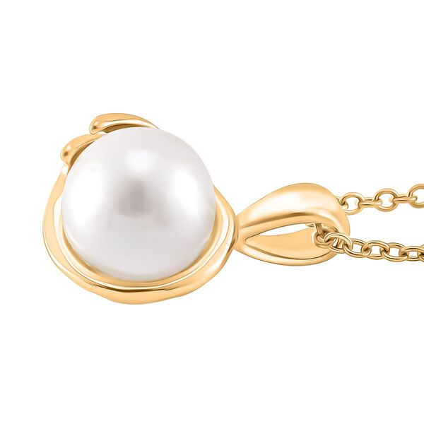 Wei&szlig;e Edison Perle Anh&auml;nger mit Kette, ca. (9-11mm),Messing, Reiner Edelstahl, vergoldet image number 3