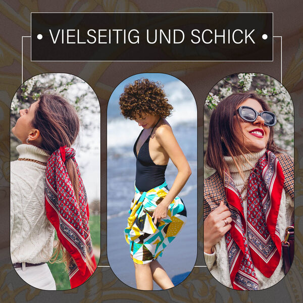 LA MAREY - 100% Maulbeeren-Seidenschal, Chiffon, 55x170 cm, Grau-Rot image number 5