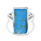 Blaues Türkis Ring 316L Edelstahl (Größe 19.00) ca. 9.16 ct