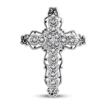 LUSTRO STELLA &Ouml;sterreichischer wei&szlig;er Kristall Anh&auml;nger Messing