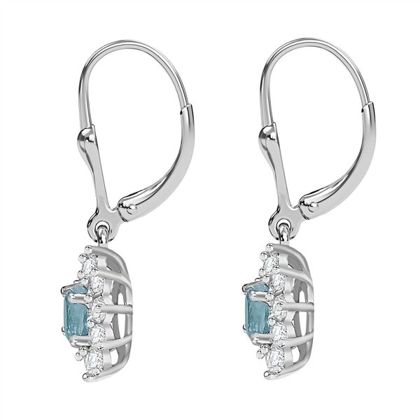 AA Aqua Kyanit, Wei&szlig;er Zirkon Ohrringe 925 Silber rhodiniert ca. 1.70 ct image number 5
