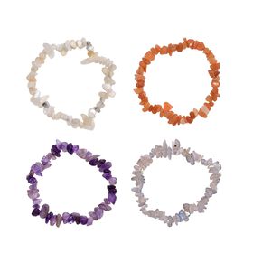 4er-Set - Flexible afrikanischer Amethyst, rote Aventurin, Labradorit und weiße Mondstein-Armbänder - 325 ct.