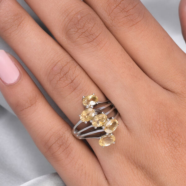 Citrin Bypass-Ring, Edelstahl  ca. 2,25 ct image number 3