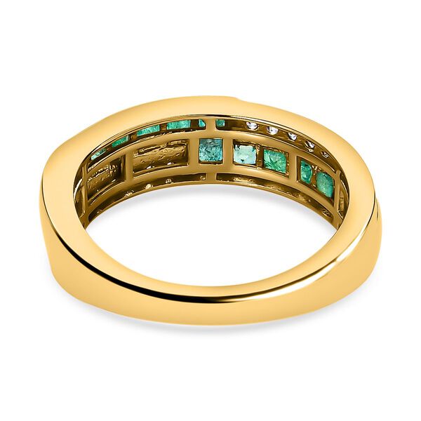 Kagem Sambischer Smaragd, Weißer Zirkon Ring 925 Silber 750 Gelbgold Vermeil (Größe 19.00) ca. 1,07 ct image number 5