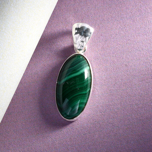 Malachit Anh&auml;nger 925 Silber ca. 12,40 ct image number 2