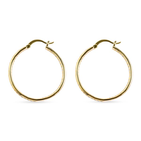 Wei&szlig;e Zirkonia-Creolen, reines Messing goldfarben ca. 2,10 ct image number 5