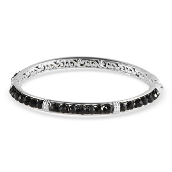 Schwarzer Spinell-Armreif, 20 cm, Messing platiniert ca. 28,10 ct