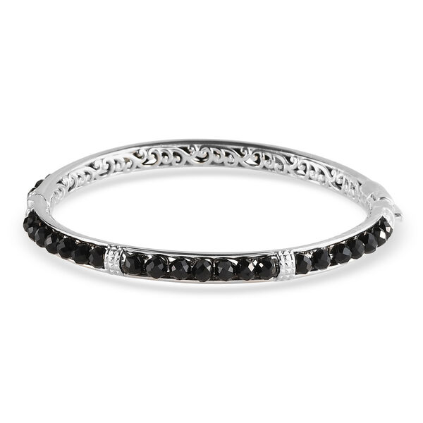 Schwarzer Spinell-Armreif, 20 cm, Messing platiniert ca. 28,10 ct