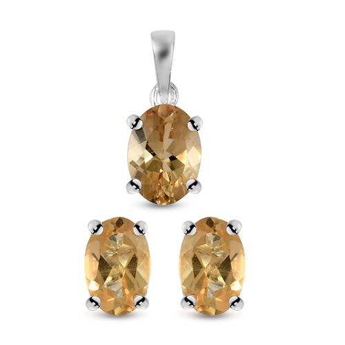 2er- Set, Citrin-Ohrstecker und Anhänger, 925 Silber ca. 1,59 ct image number 0