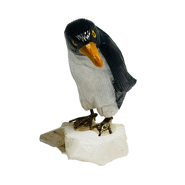 Gem Crystal Kollektion - handgeschnitzte Pinguin-Figur, Schwarz - S, 350 cts.