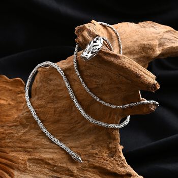 D'Joy Royal Bali - Bourbudur mit Drachen Halskette, ca. 60 cm 925 Silber ca. 30,98g