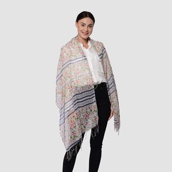 Bedruckter Schal mit Quasten, 55x195+10 cm, Rosa