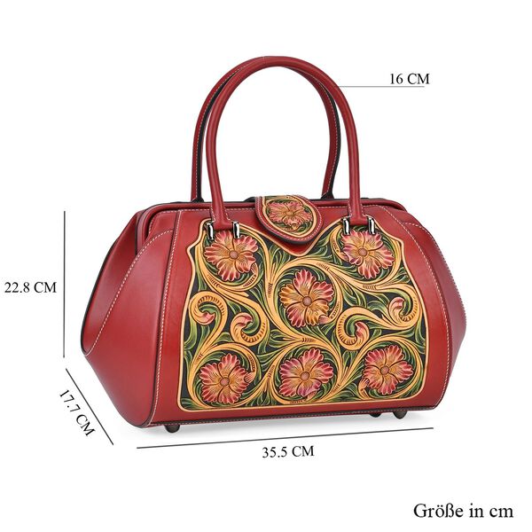 Grand Pelle  - Echtleder Handtasche, 35,5x23x18 cm, rot image number 6