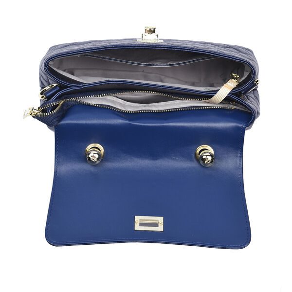 LA MAREY Crossbody Tasche aus 100% echtem Leder mit RFID Schutz und abnehmbarem Riemen, Blau image number 6