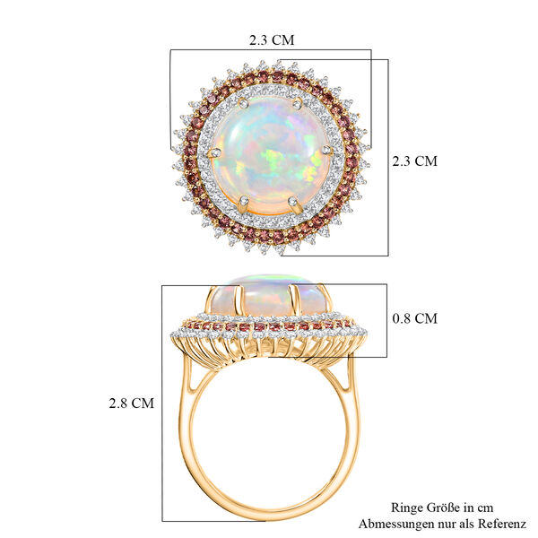 AAAA nat&uuml;rlicher, &auml;thiopischer Welo Opal, Padparadscha Saphir und Diamant Ring in 585 Gold - 6 ct. image number 6
