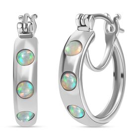 AA natürlicher, äthiopischer Welo Opal Ohrringe, 925 Silber platiniert -  0,49 ct.