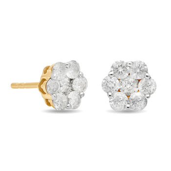 Diamant Zertifiziert Ohrstecker 375 Gelbgold ca. 1.00 ct