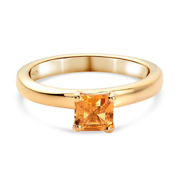 Citrin Solit&auml;r-Ring, 925 Silber vergoldet (Gr&ouml;&szlig;e 21.00) ca. 0,68 ct