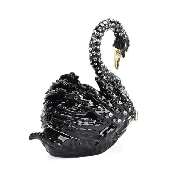 " Swan shape Trinket Storage Box - black Material: Alloy + diamond size: 7*4.5*6cm  " image number 4