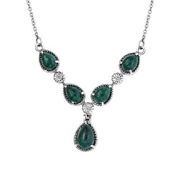 Gr&uuml;nes Aventurin-Collier, ca. 45 cm, Edelstahl ca. 8.76 ct