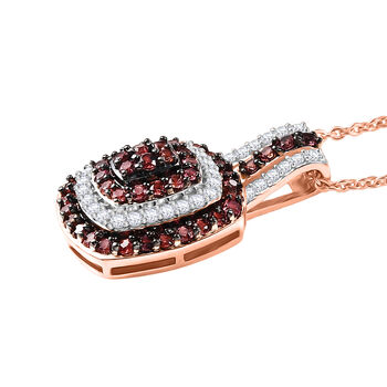 D'Joy AA Padparadscha Saphir und Zirkon Anh&auml;nger mit 50cm Kette - 1,36 ct.