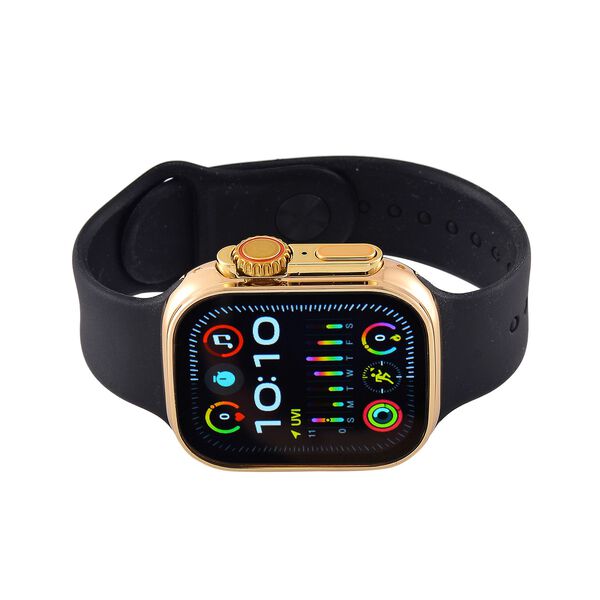 I20 Ultra 2 Max Suit - 10-in-1 Smartwatch-Komplettset mit Smartwatch, Gold-Drehkrone, Kopfh&ouml;rern, Displayschutz, Ladekabel und 7 Wechselarmb&auml;ndern, goldfarben image number 4