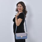 Designertasche mit Karo-Muster, Kunstleder mit abnehmbarem Riemen, Größe 27,5x8x15 cm, Blau image number 1