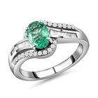 AA Äthiopischer Smaragd und weißer Diamant-Ring, 925 Silber platiniert  ca. 0,93 ct image number 3
