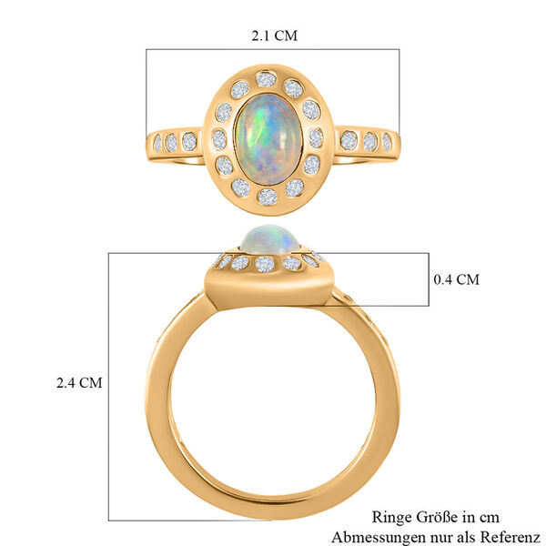 Natürlicher Äthiopischer Opal und Zirkon Ring 925 Silber vergoldet  ca. 0,92 ct image number 7