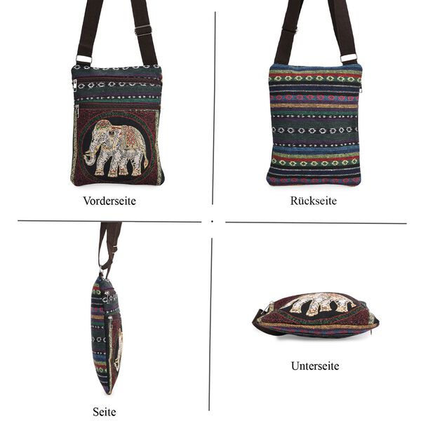 Crossbody Tasche mit Elefantenmuster und verstellbarer Gurt, 21×28 cm image number 3