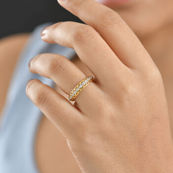 D'Joy Wei&szlig;er Diamant Ring 925 Silber 750 Gelbgold Vermeil (Gr&ouml;&szlig;e 21.00) ca. 0,15 ct