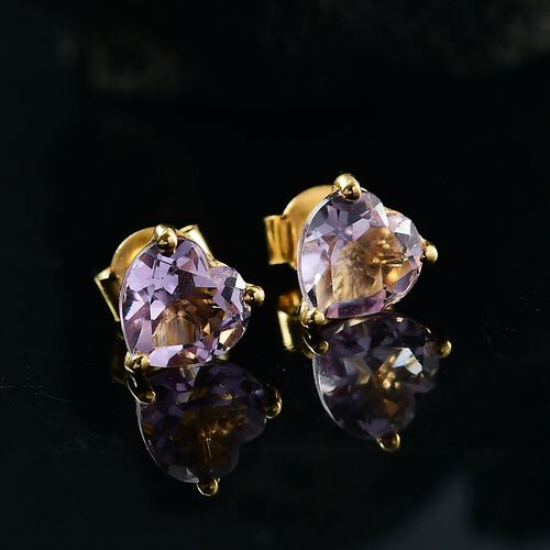 Rosa Amethyst Ohrringe, 925 Silber vergoldet - 2,18 ct. image number 1