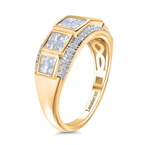 LUXURIANT DIAMOND - Lab Grown Diamant SI-GH SGL zertifiziert Ring, 925 Silber 750 Gelbgold Vermeil (Größe 17.00) ca. 1,00 ct image number 4