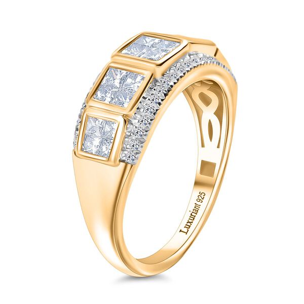LUXURIANT SGL zertifizierter SI-GH Labor Diamant Ring, 925 Silber 750 Gelbgold Vermeil - 1 ct. image number 5