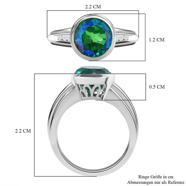 Pfau Triplette Quarz, weißer Zirkon Ring, 925 Silber platiniert (Größe 20.00) ca. 3.20 ct image number 7