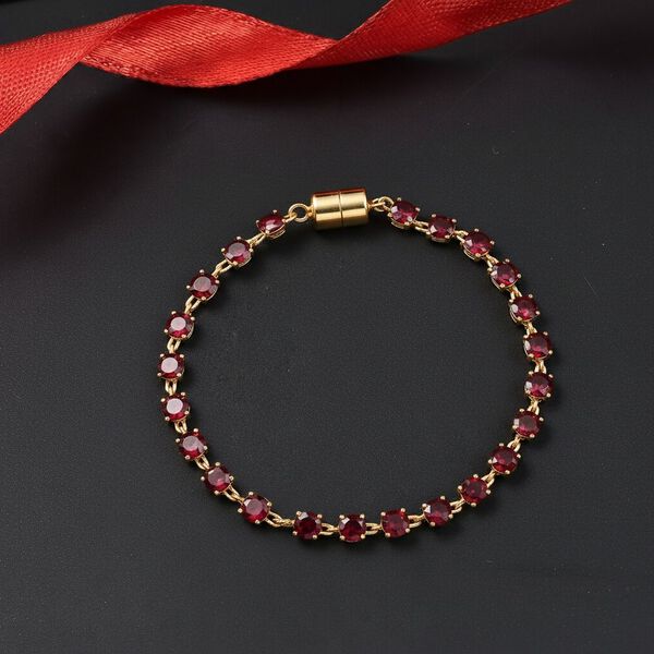 D'Joy AA Natürlicher Rhodolith Granat Armband ca. 20 cm 925 Silber 750 Gelbgold Vermeil ca. 14.16 ct image number 1