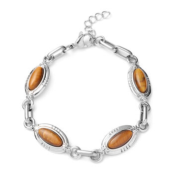 Tigerauge Armband 19 cm in Edelstahl ca. 10,00 ct