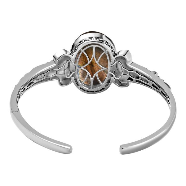 Labradorit Armreif ca. 19 cm Reines Messing platiniert ca. 33,67 ct. image number 5