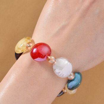 Champagner Kristall, Mehrfarbiges Murano-Stil Glas Armband, flexibel