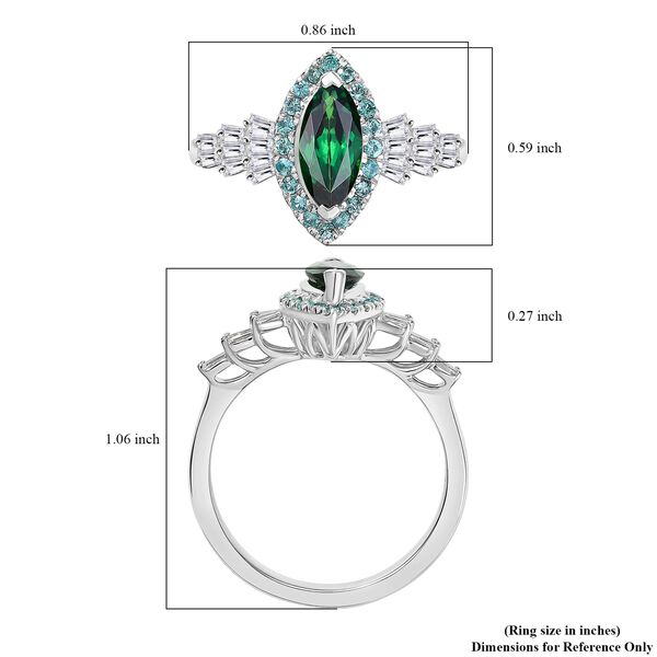 RHAPSODY zertifiziert und geprüft AAAA Tsavorite Granat, Paraiba Turmalin und VS-EF Diamant Ballerina Ring in 950 Platin - 1,50  ct. image number 5