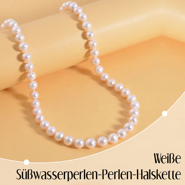 AAAA 9-10mm wei&szlig;e S&uuml;&szlig;wasserperlen-Halskette image number 1