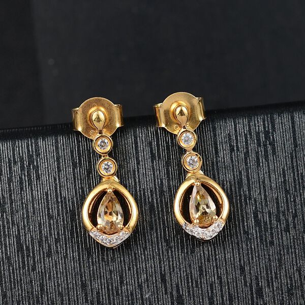 AA Natürliche goldene Tansanit und Zirkon Ohrringe - 0,74 ct. image number 1