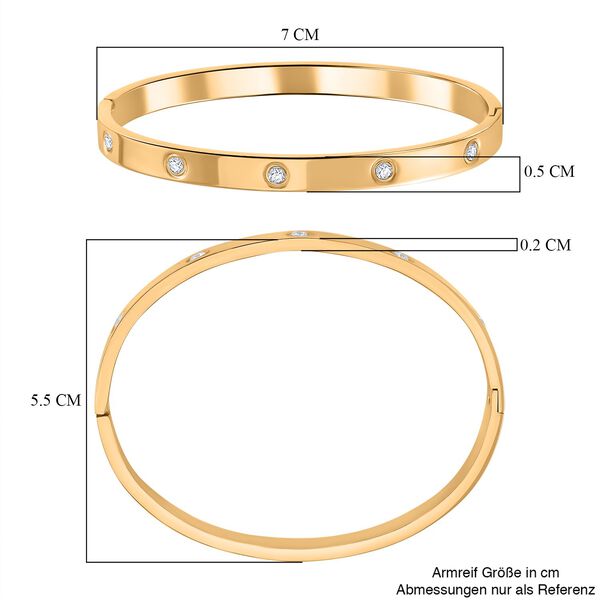Weißer Zirkonia Armreif, ca. 18.5 cm Reiner Edelstahl, vergoldet image number 6