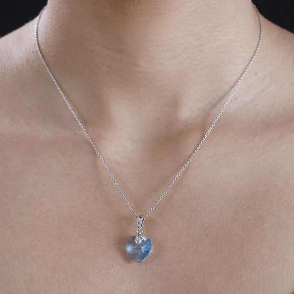 J Francis gefertigt mit SWAROVSKI- Aquamarin Swarovski Kristall Herz Anhänger image number 3