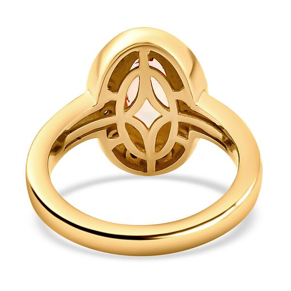 Nat&uuml;rlicher, &auml;thiopischer Opal und wei&szlig;er Zirkon-Ring, 925 Silber vergoldet  ca. 1,17 ct image number 5