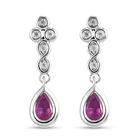 Premium Ilakaka rosa Saphir und Zirkon-Ohrringe, 925 Silber platiniert (Fissure gefüllt) ca. 1,22 ct